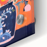 Electric Floral Wall Art - Vibrant Vase with Bold Orange Flower Display