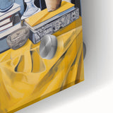 Electric Still Life Wall Art - Bold Modern Decor with Blue and Yellow Accents