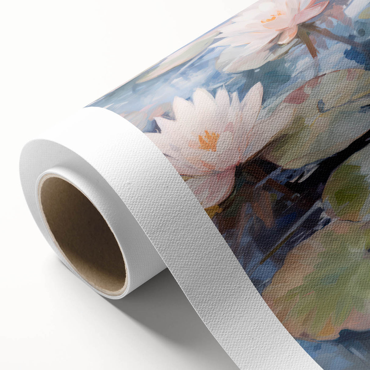 Electric Water Lily Wall Art - Tranquil Pond Scene with Soft Pastel Hues