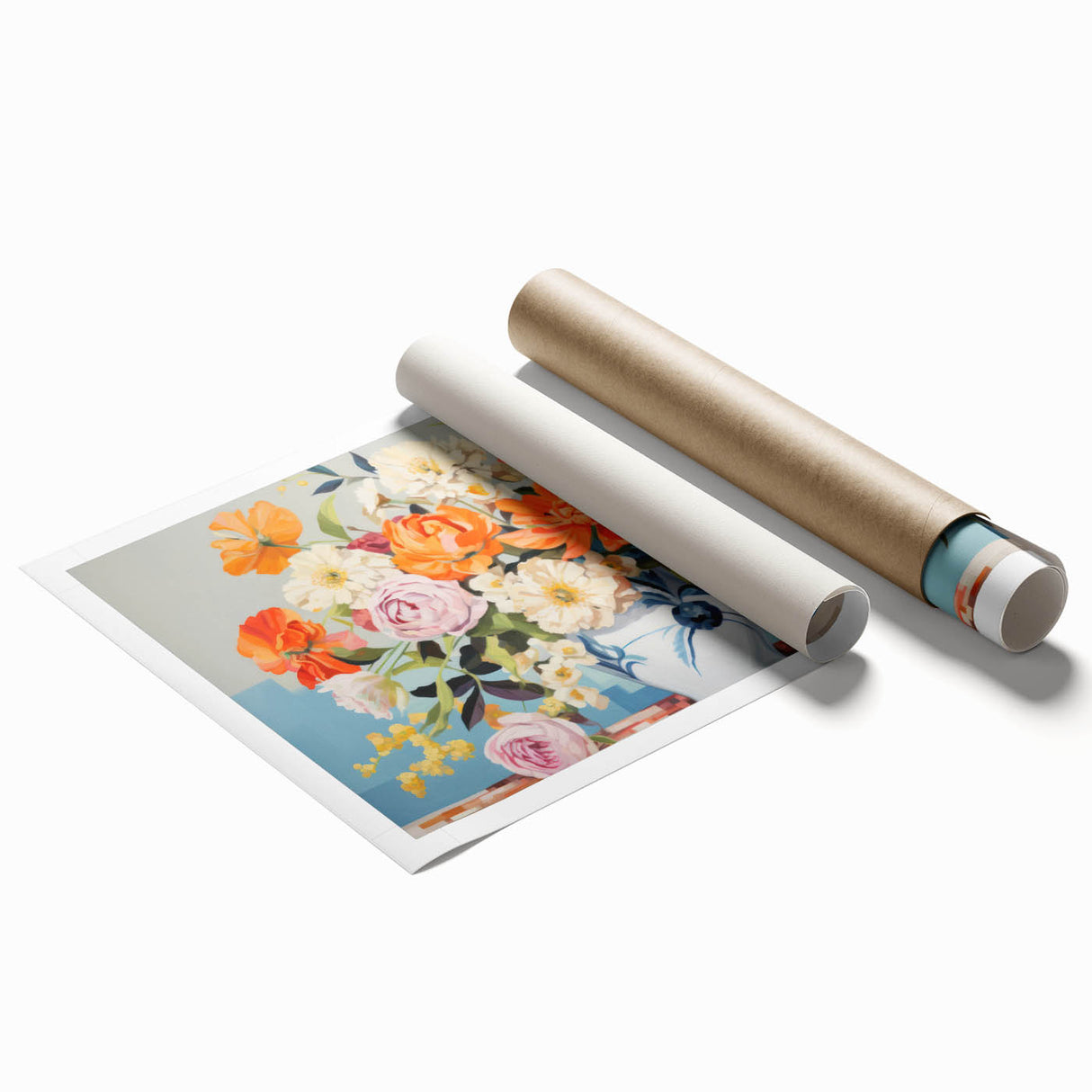 Electric Floral Wall Art - Vibrant Bouquet in Modern Vase with Pastel Hues