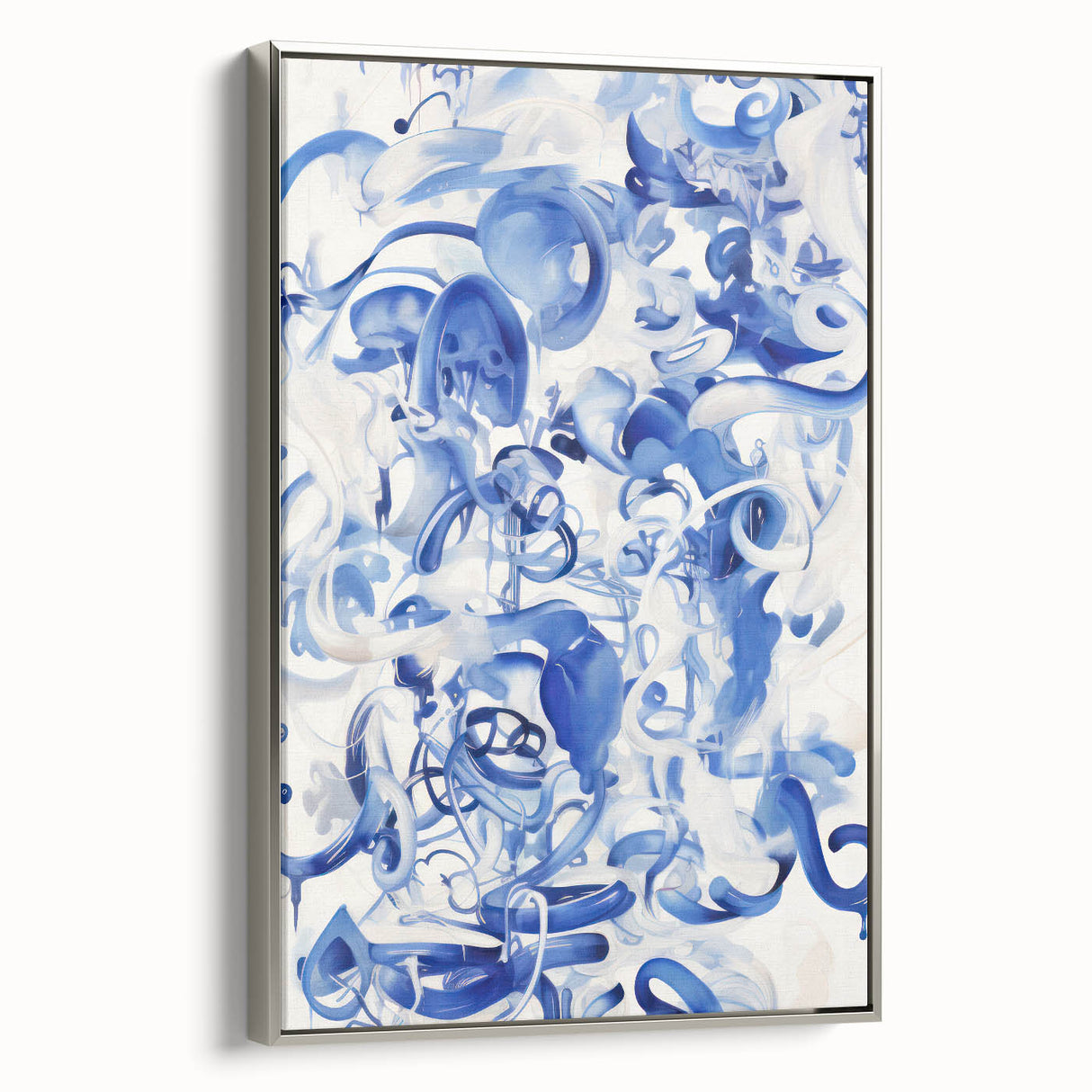 Vibrant Electric Blue Abstract Wall Art - Modern Fluid Electric Canvas