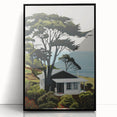 Electric Wall Art | Vibrant Hillside Cabin Modern Electric Art Canvas