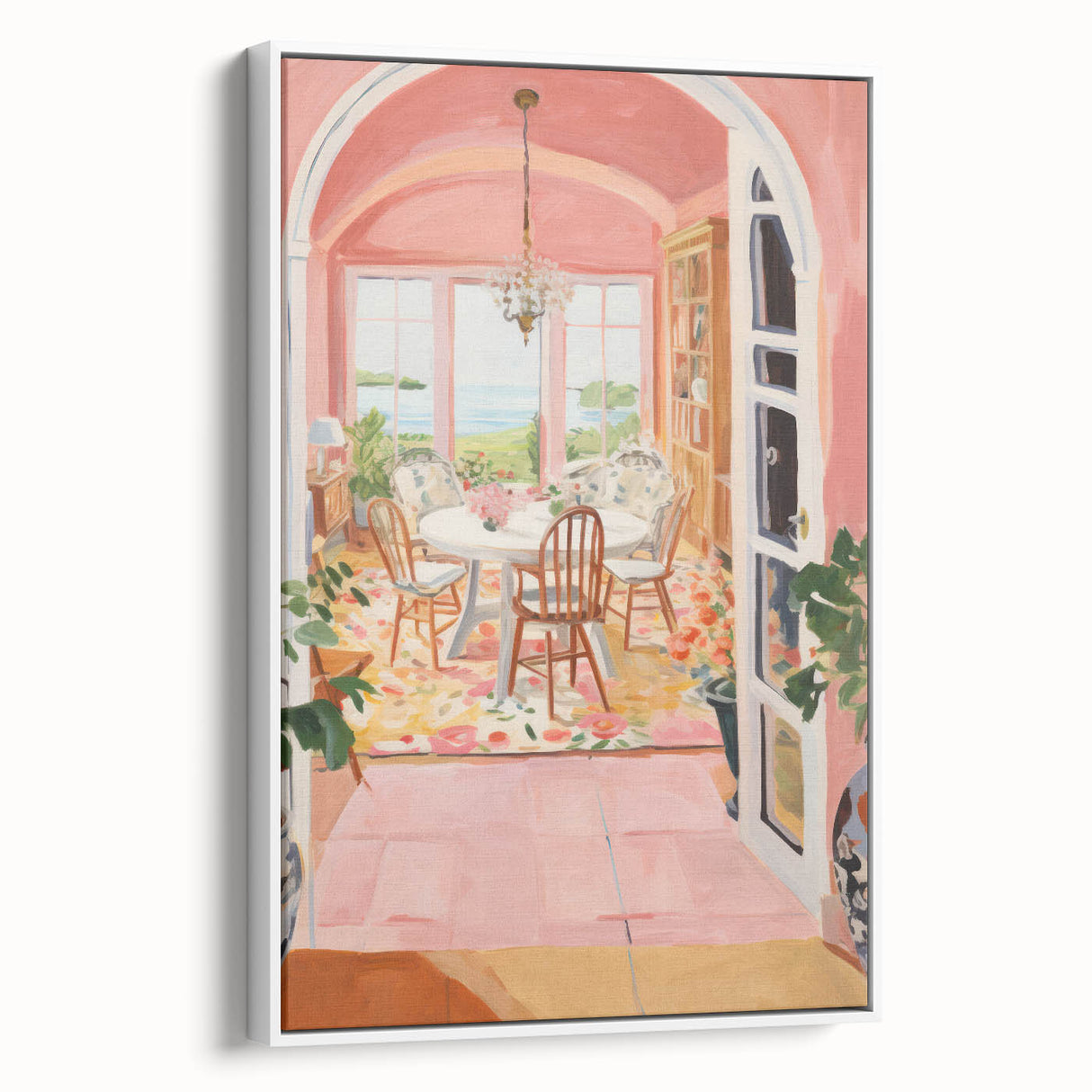 Electric Wall Art | Vibrant Dining Room Scene Modern Electric Art Canvas