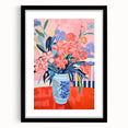 Electric Floral Wall Art: Vibrant Pink & Blue Flowers in Modern Decor