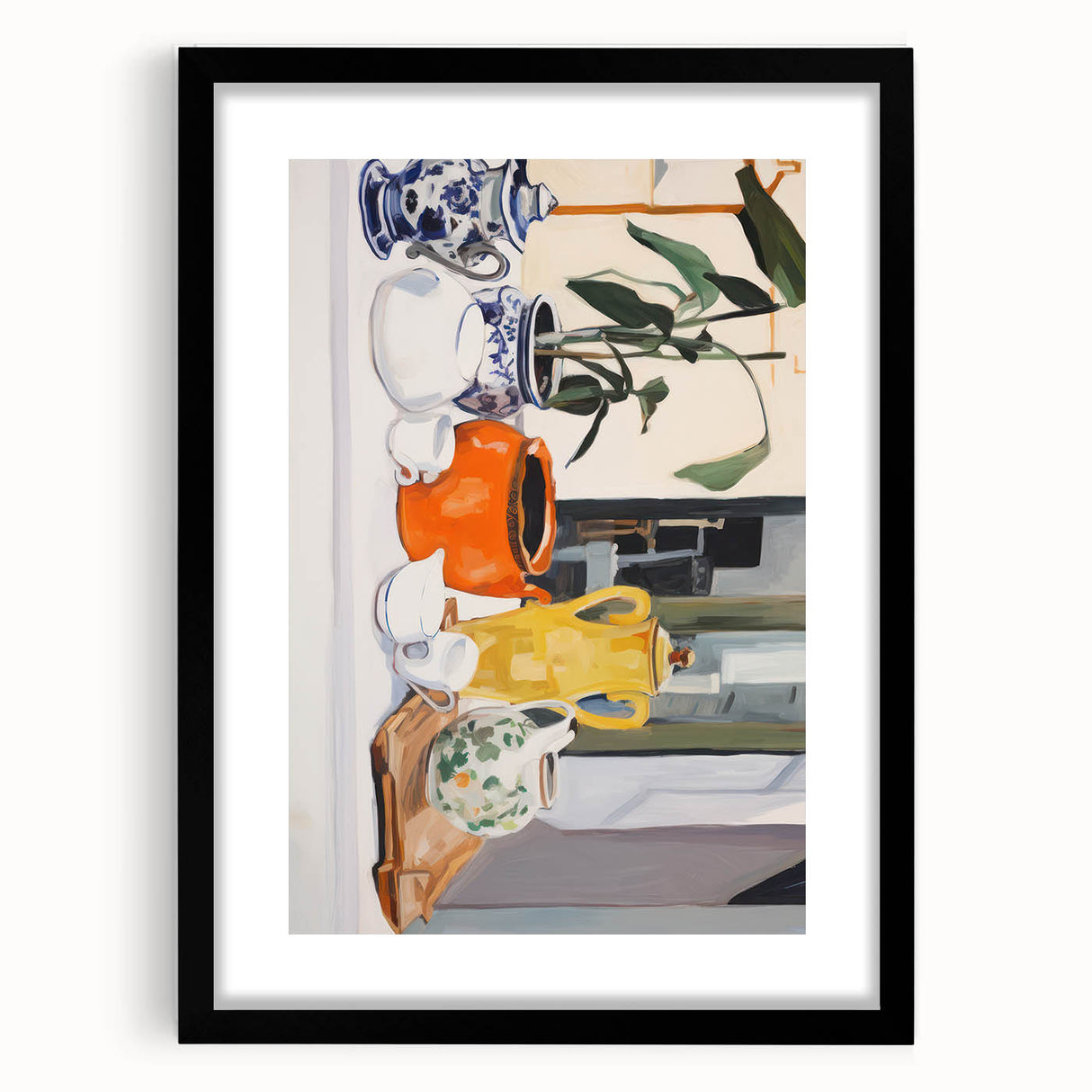 Electric Still Life Art with Vibrant Pottery | Modern Abstract Decor