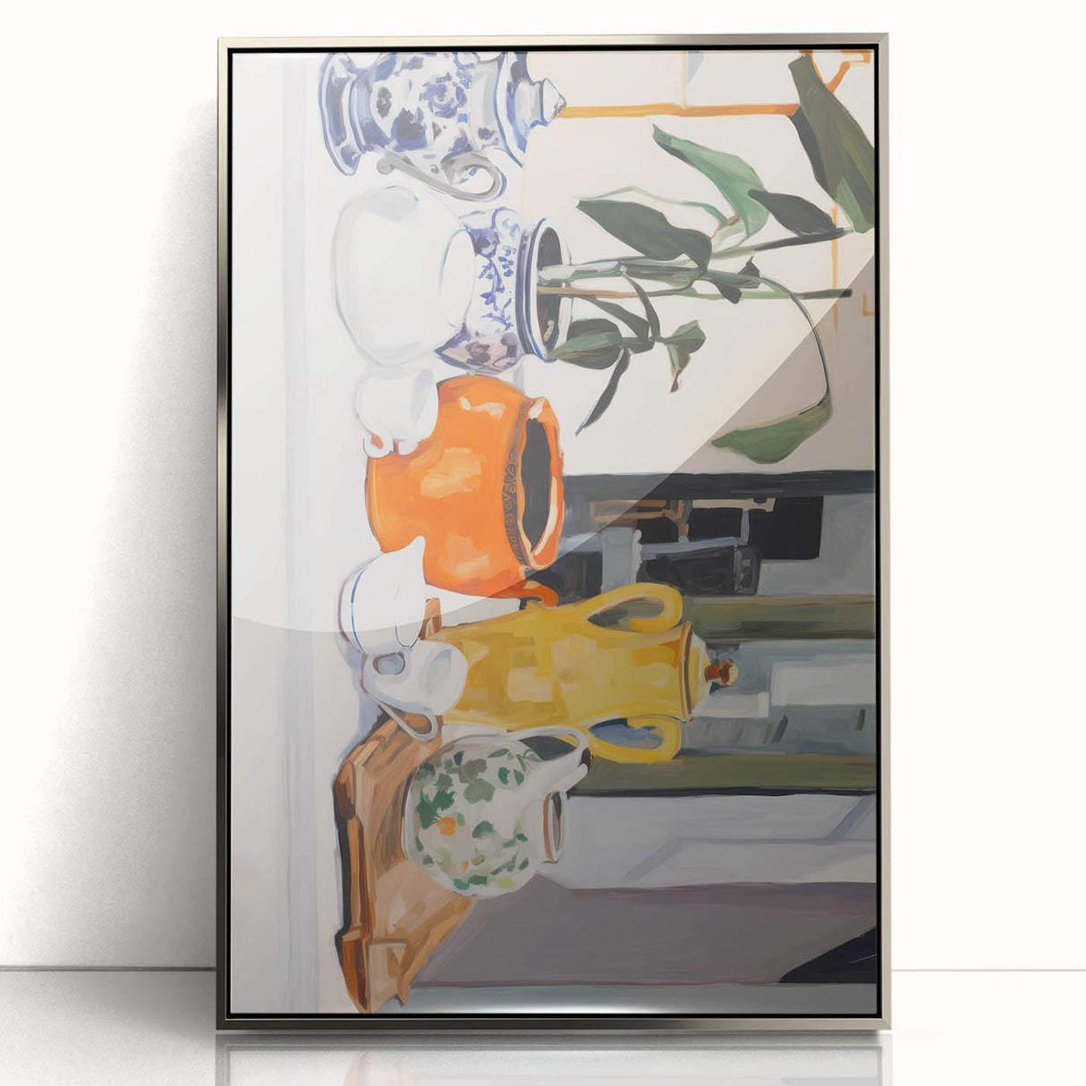 Electric Still Life Art with Vibrant Pottery | Modern Abstract Decor