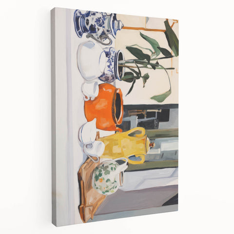 Electric Still Life Art with Vibrant Pottery | Modern Abstract Decor