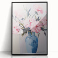 Electric Floral Art with Blue Vase and Pink Flowers | Modern Wall Decor