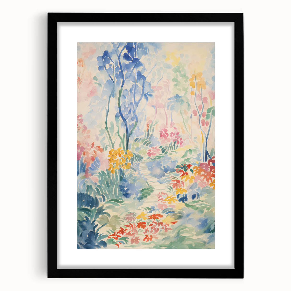 Electric Floral Pathway Canvas - Vibrant Abstract Wall Art Decor