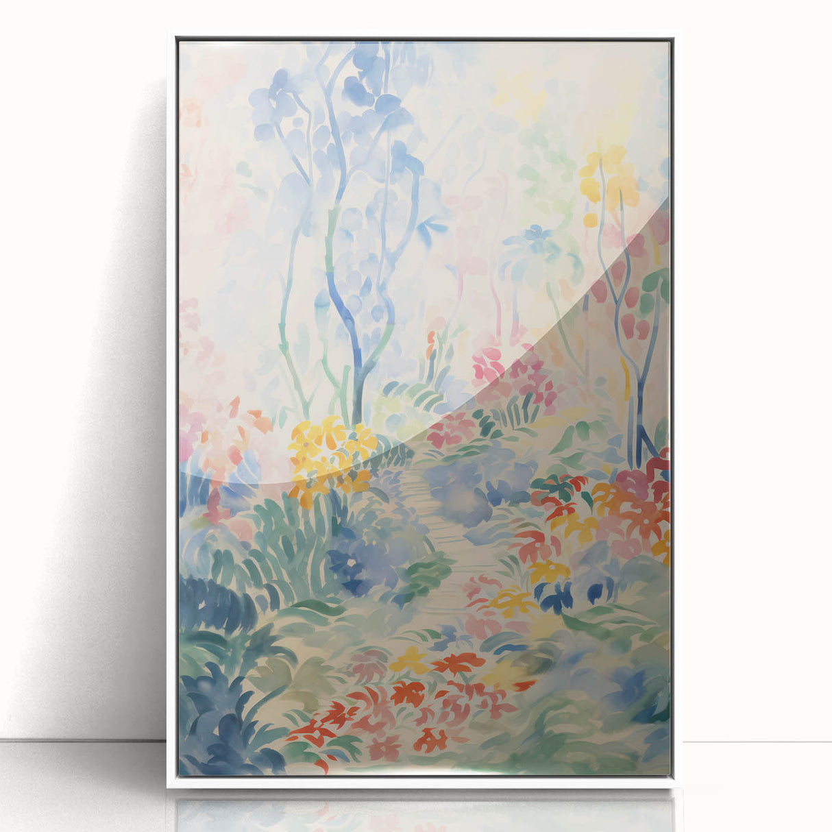 Electric Floral Pathway Canvas - Vibrant Abstract Wall Art Decor