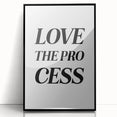 Electric Wall Art: Bold 'Love the Process' Typography for Modern Spaces