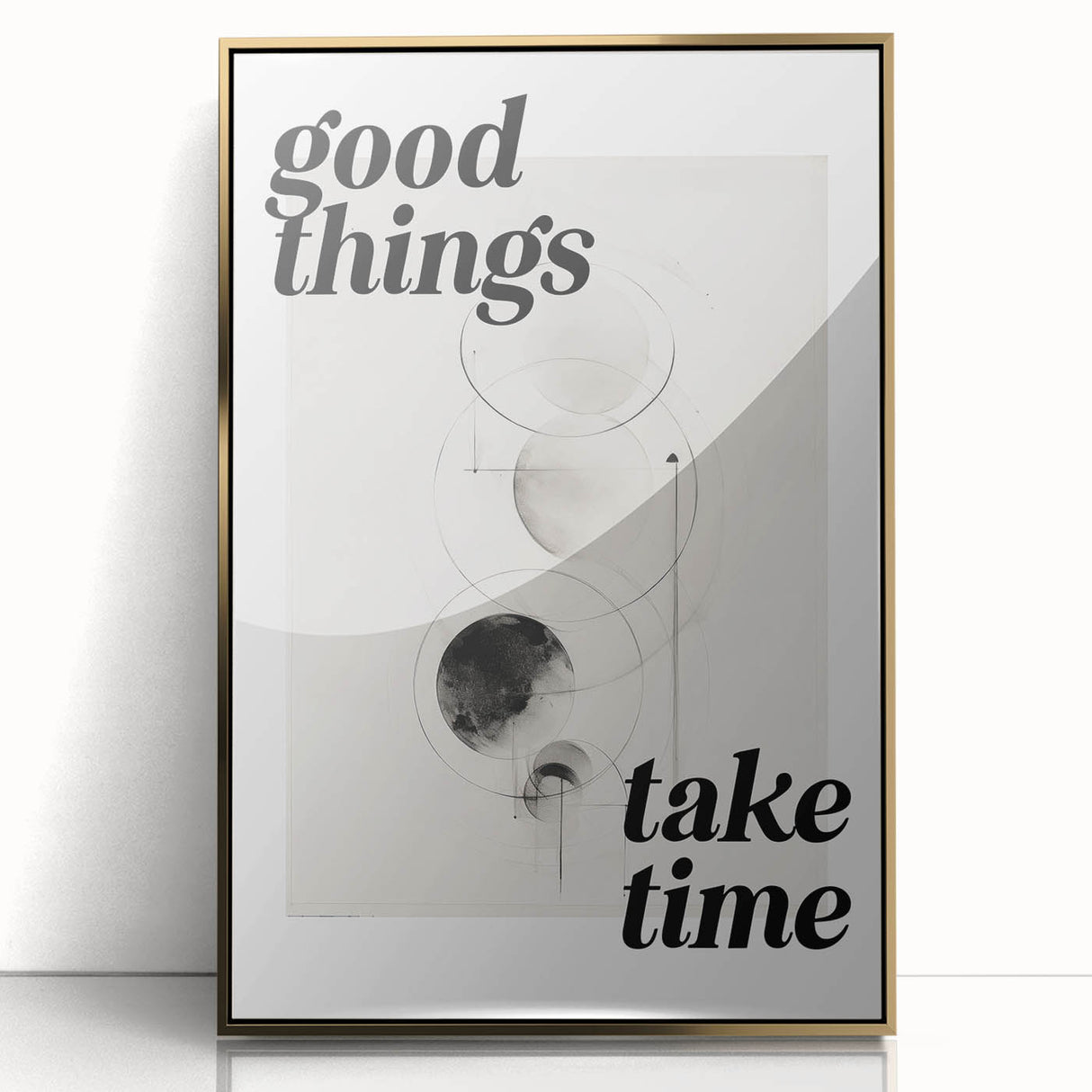 Electric Wall Art: Good Things Take Time Typography with Abstract Design