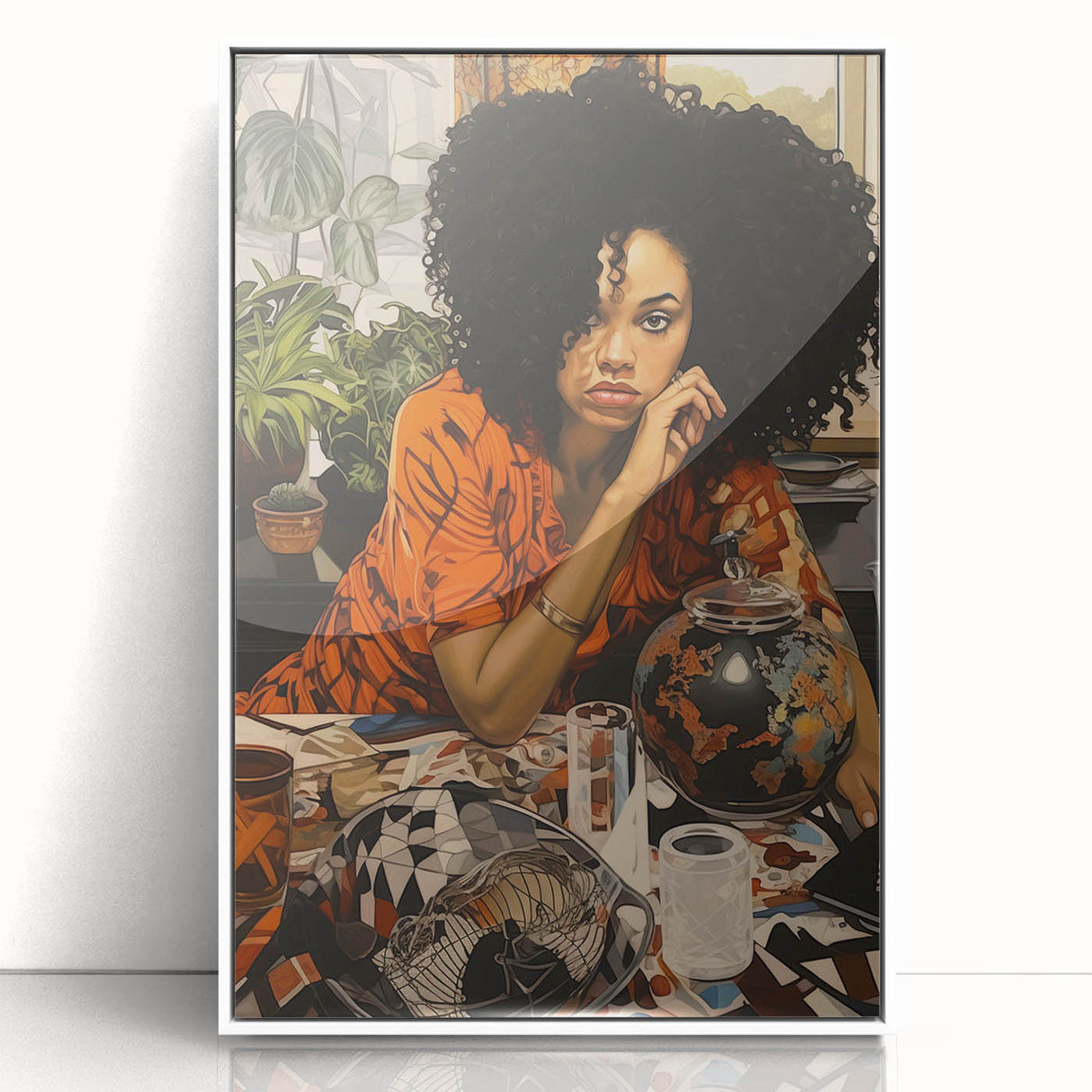 Vibrant Electric Wall Art – Bold Electric Painting of Thoughtful Figure