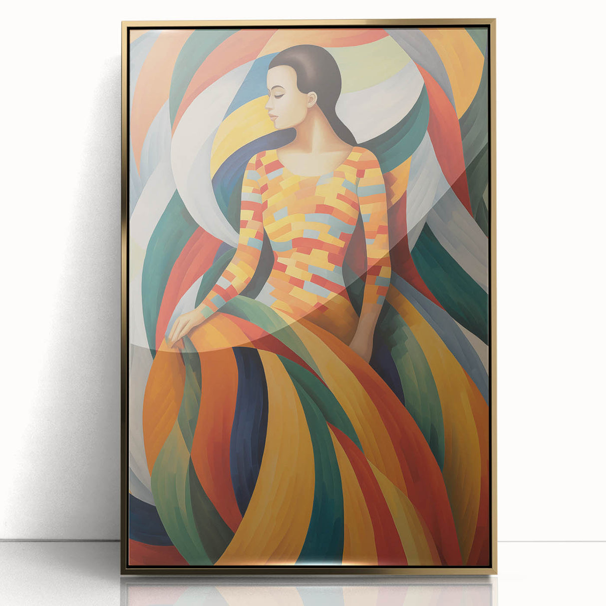 Electric Wall Art – Vibrant Abstract Painting of Colorful Flowing Figures