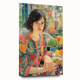 Electric Wall Art – Vibrant Floral Portrait Print of Woman in Garden