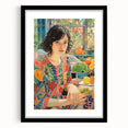 Electric Wall Art – Vibrant Floral Portrait Print of Woman in Garden