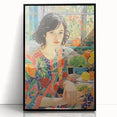 Electric Wall Art – Vibrant Floral Portrait Print of Woman in Garden