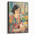 Electric Wall Art – Vibrant Floral Portrait Print of Woman in Garden
