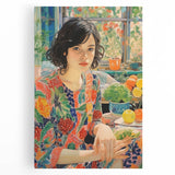 Electric Wall Art – Vibrant Floral Portrait Print of Woman in Garden