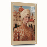 Electric Wall Art – Elegant Portrait of Woman in Palace Setting Electric Print
