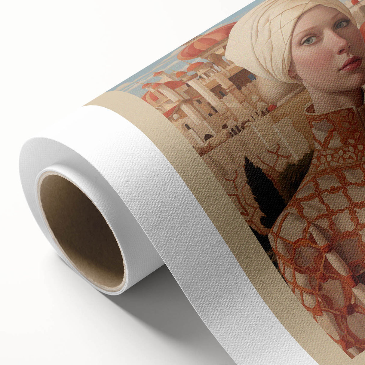 Electric Wall Art – Elegant Portrait of Woman in Palace Setting Electric Print
