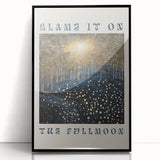 Electric Wall Art – Cosmic Full Moon Landscape with Text Electric Print