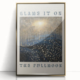 Electric Wall Art – Cosmic Full Moon Landscape with Text Electric Print