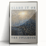 Electric Wall Art – Cosmic Full Moon Landscape with Text Electric Print