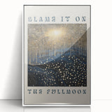 Electric Wall Art – Cosmic Full Moon Landscape with Text Electric Print