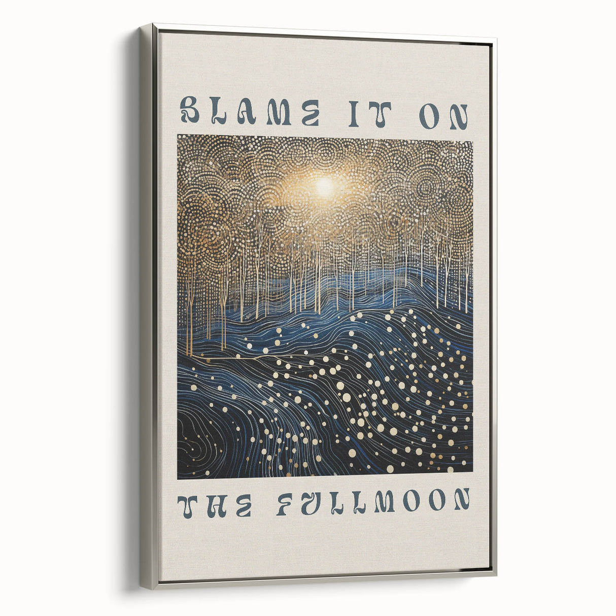 Electric Wall Art – Cosmic Full Moon Landscape with Text Electric Print