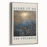 Electric Wall Art – Cosmic Full Moon Landscape with Text Electric Print
