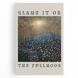 Electric Wall Art – Cosmic Full Moon Landscape with Text Electric Print