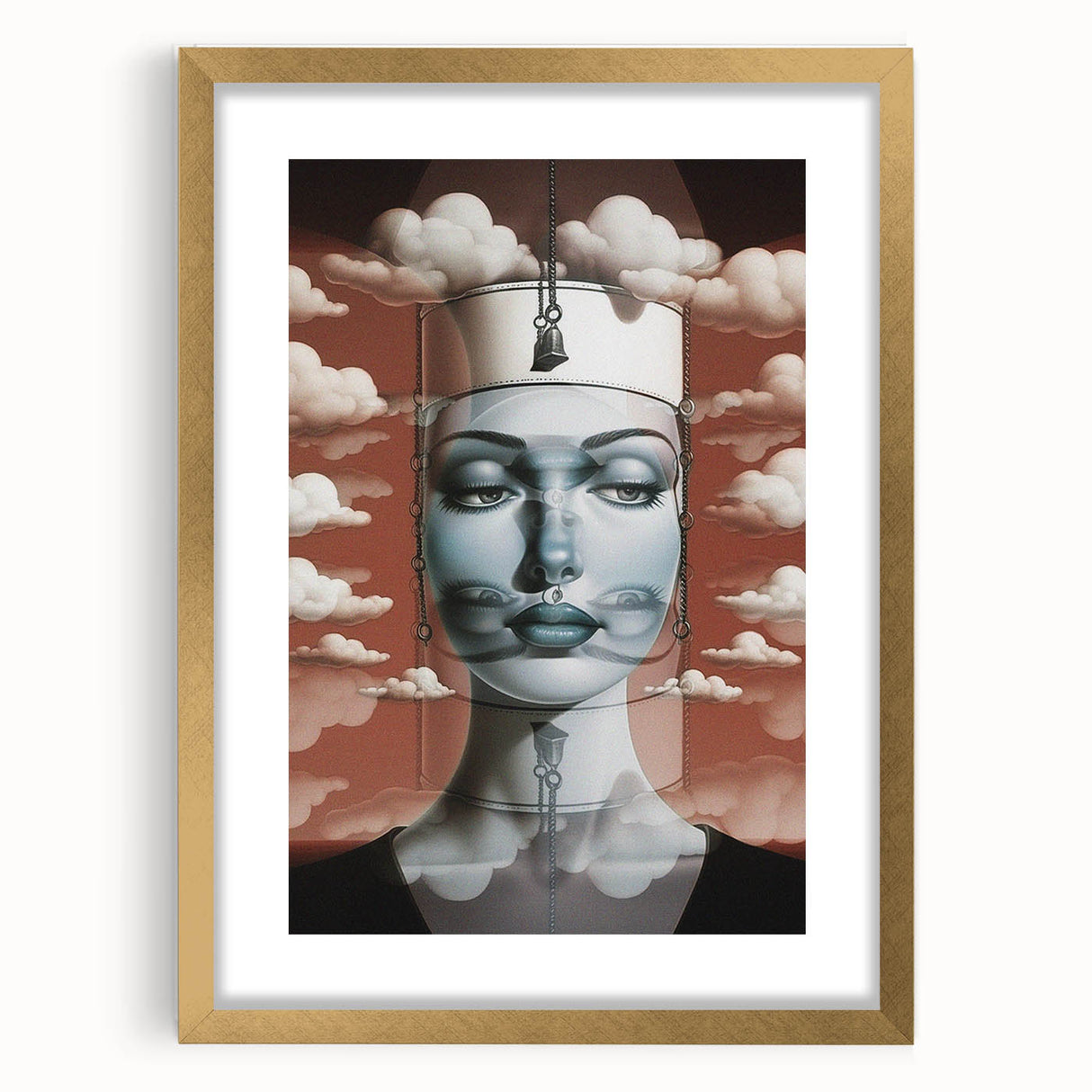Electric Wall Art – Surreal Portrait with Clouds Electric Art Print