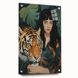Electric Wall Art: Bold Woman and Tiger - Modern Electric Decor