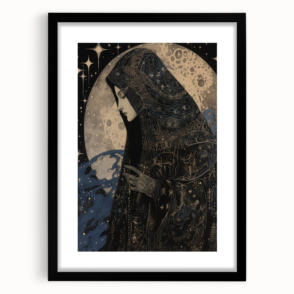 Electric Wall Art: Celestial Moon Priestess - Modern Electric Decor