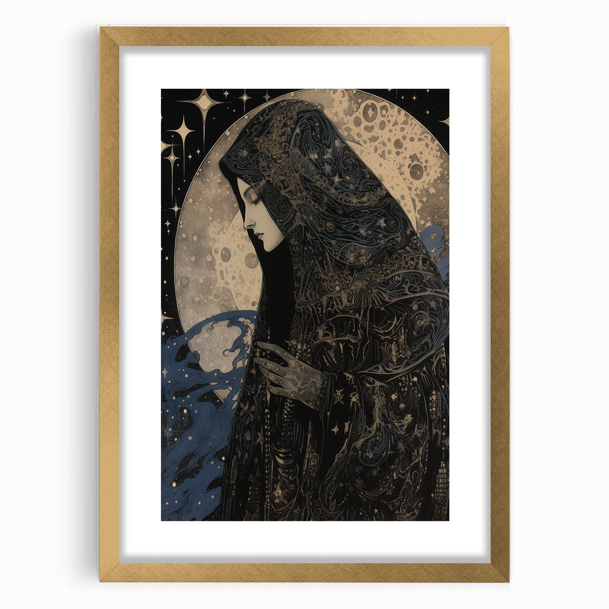 Electric Wall Art: Celestial Moon Priestess - Modern Electric Decor