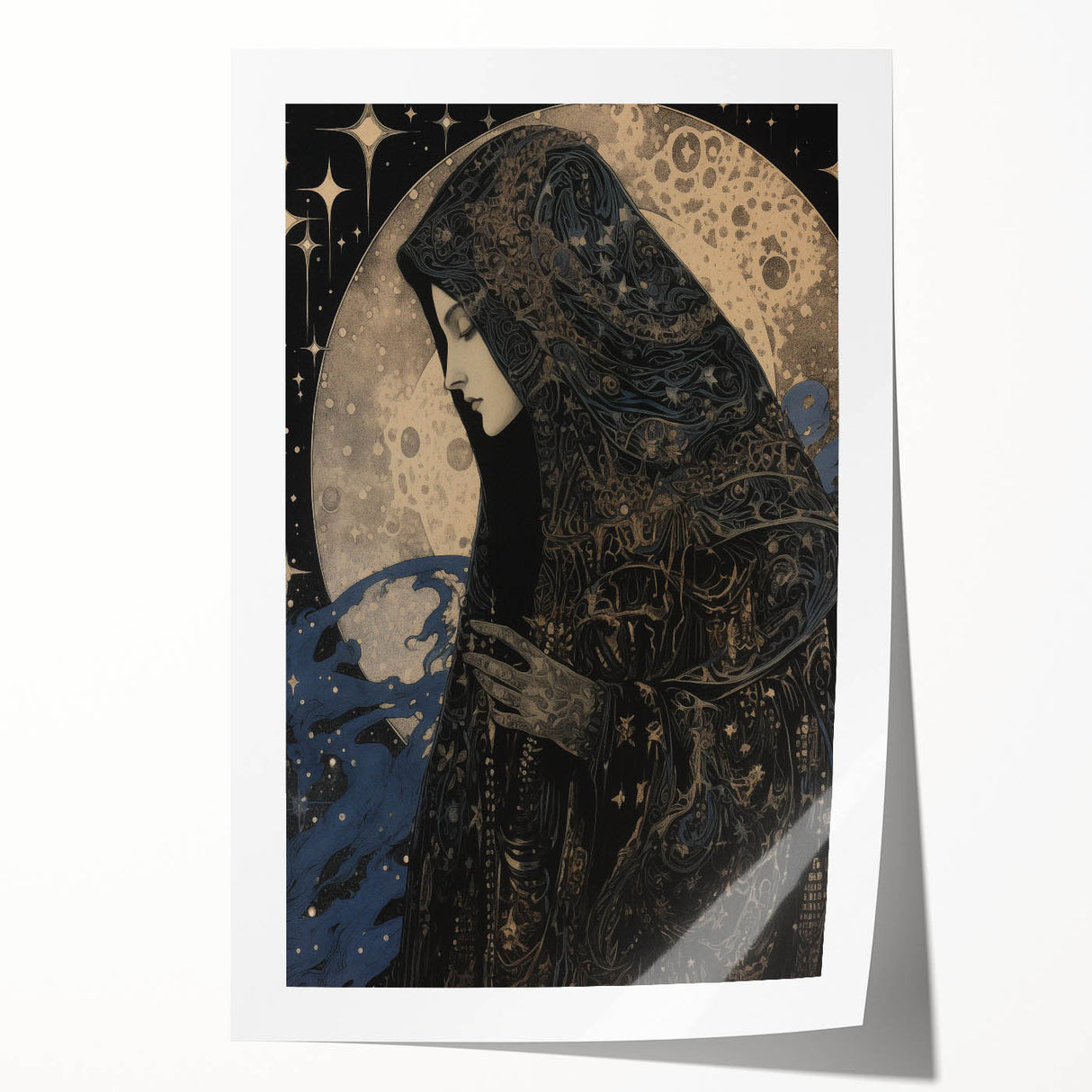 Electric Wall Art: Celestial Moon Priestess - Modern Electric Decor