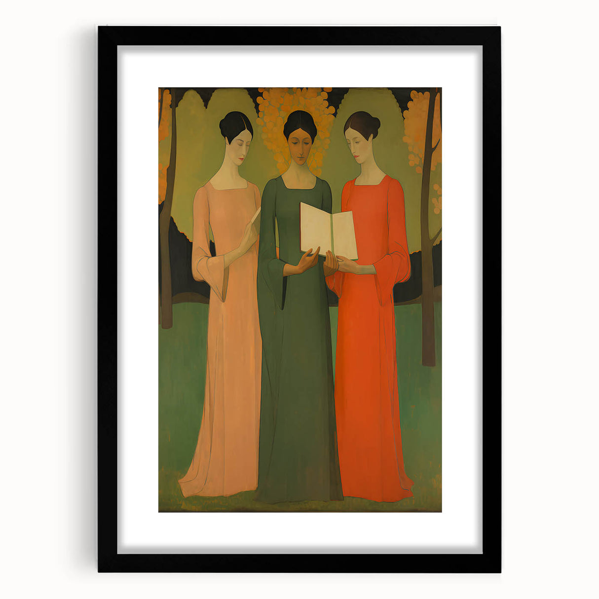Electric Wall Art: Serene Trio of Women - Modern Electric Decor
