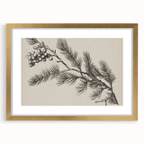 Electric Wall Art - Botanical Sketch of Pine Branch - Minimalist Decor