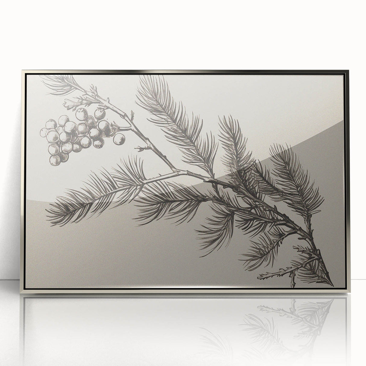 Electric Wall Art - Botanical Sketch of Pine Branch - Minimalist Decor