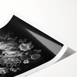 Electric Wall Art - Dark Floral Black and White Painting - Moody Decor
