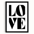 Electric Wall Art: Bold Modern Decor with Black and White Love Typography
