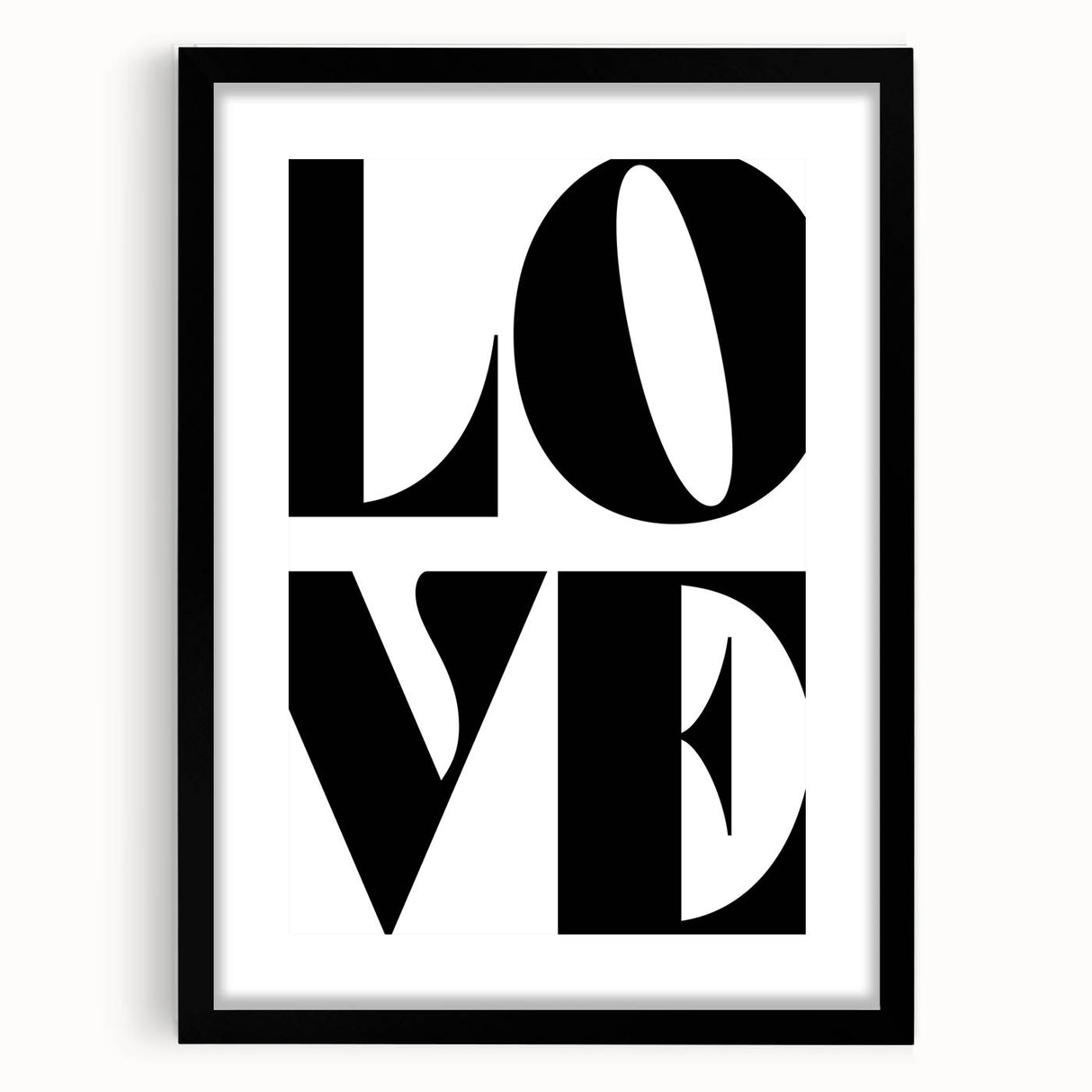 Electric Wall Art: Bold Modern Decor with Black and White Love Typography