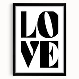 Electric Wall Art: Bold Modern Decor with Black and White Love Typography