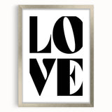 Electric Wall Art: Bold Modern Decor with Black and White Love Typography