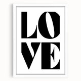 Electric Wall Art: Bold Modern Decor with Black and White Love Typography
