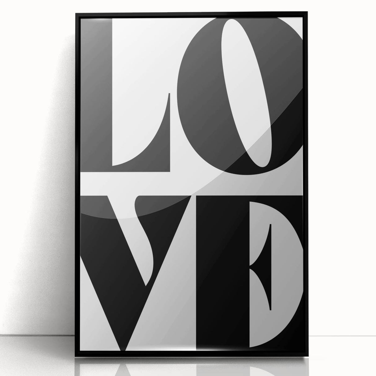 Electric Wall Art: Bold Modern Decor with Black and White Love Typography