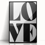 Electric Wall Art: Bold Modern Decor with Black and White Love Typography