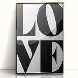 Electric Wall Art: Bold Modern Decor with Black and White Love Typography
