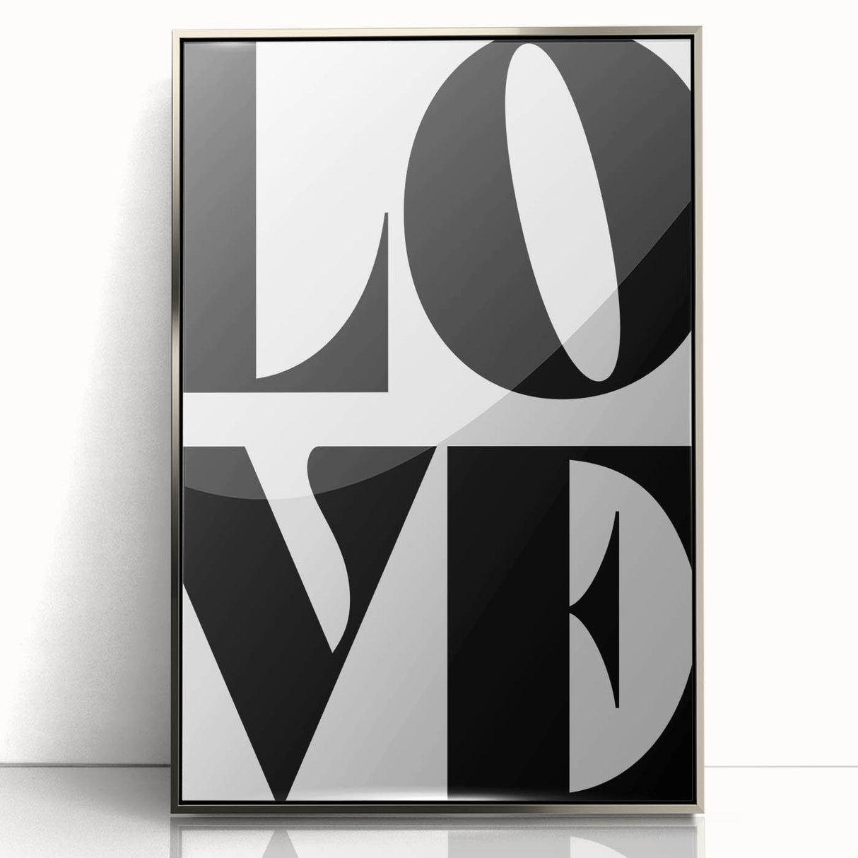 Electric Wall Art: Bold Modern Decor with Black and White Love Typography